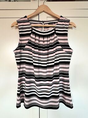 Tommy Hilfiger Pink and Black Striped Sleeveless Tank